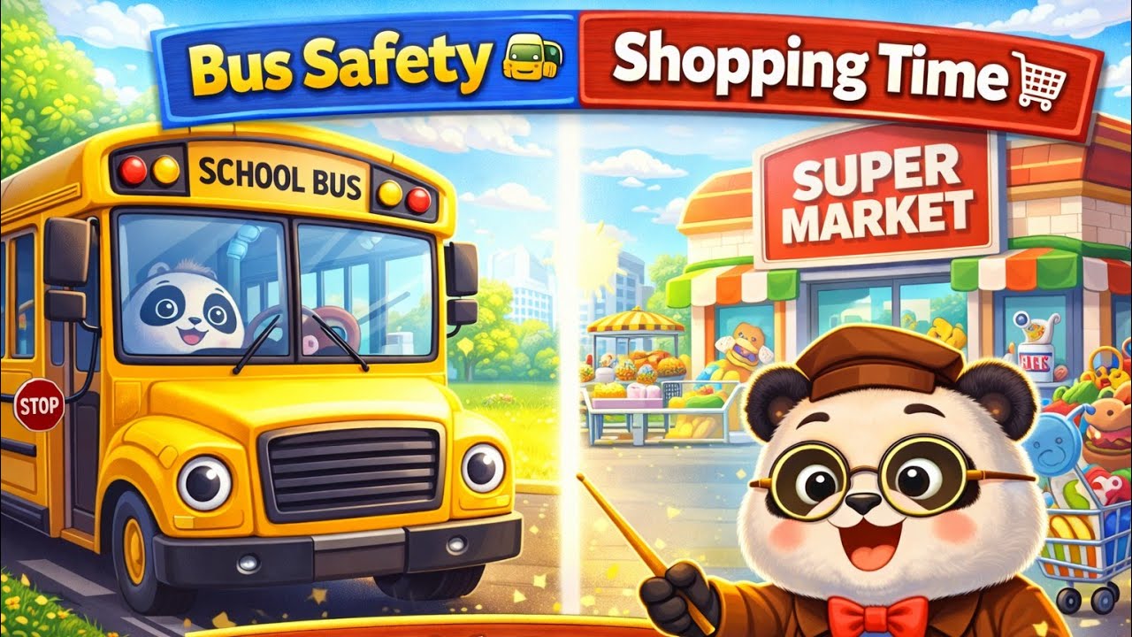 BabyBus Cartoon Game 🚍🛒 | Bus Safety & Shopping Learning Video for Kids