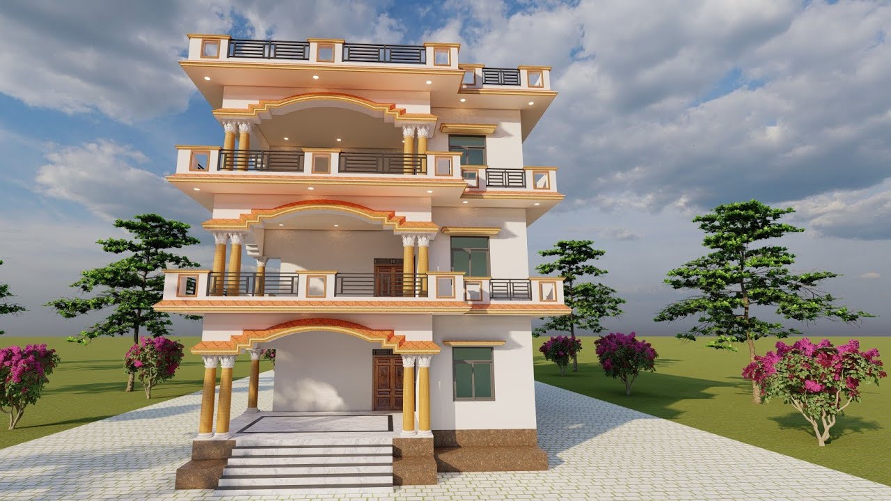 27×57 House Plan नक्शा | 5 Bedroom 3 Floor House Design | Home Map