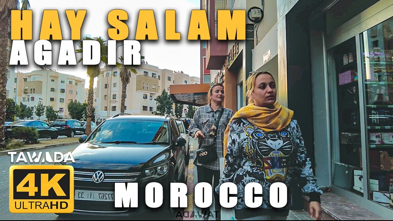 Agadir Hay Salam - 4K UHD walking tour ( Morocco 🇲🇦 )