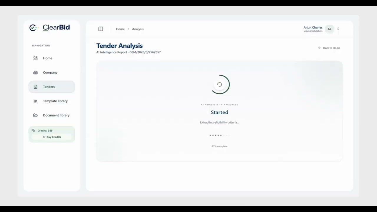 Turn Any GeM Tender into a Go/No-Go Decision in Under 60 Seconds | ClearBid Demo