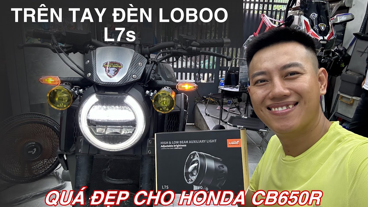 TRÊN TAY BỘ ĐÈN TRỢ SÁNG LOBOO L7S thế hệ mới và nhiều công nghệ hay ho , lên honda cb650r cực đẹp