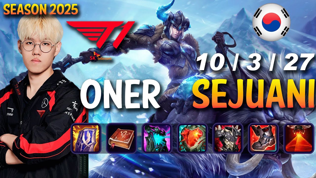 T1 Oner SEJUANI vs XIN ZHAO Jungle - Patch 25.08 KR Ranked | lolrec