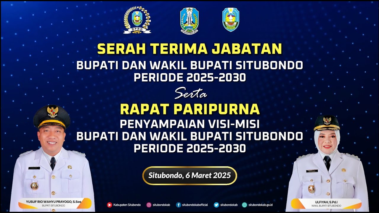 DPRD KABUPATEN SITUBONDO - Serah Terima Jabatan Bupati dan Wakil Bupati Situbondo Periode 2025-2030