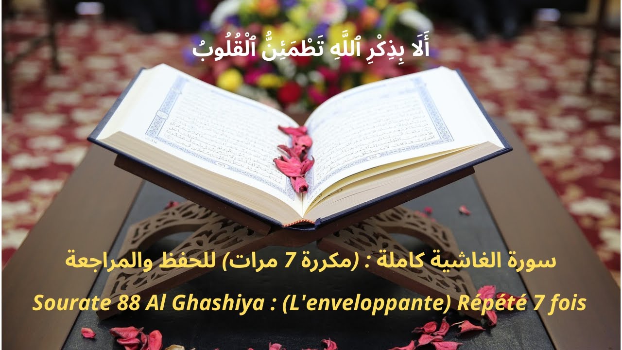 Coran - Sourate 88 Al Ghashiya (L'enveloppante)/🤲سورة الغاشية كاملة : (مكررة 7 مرات) للحفظ والمراجعة
