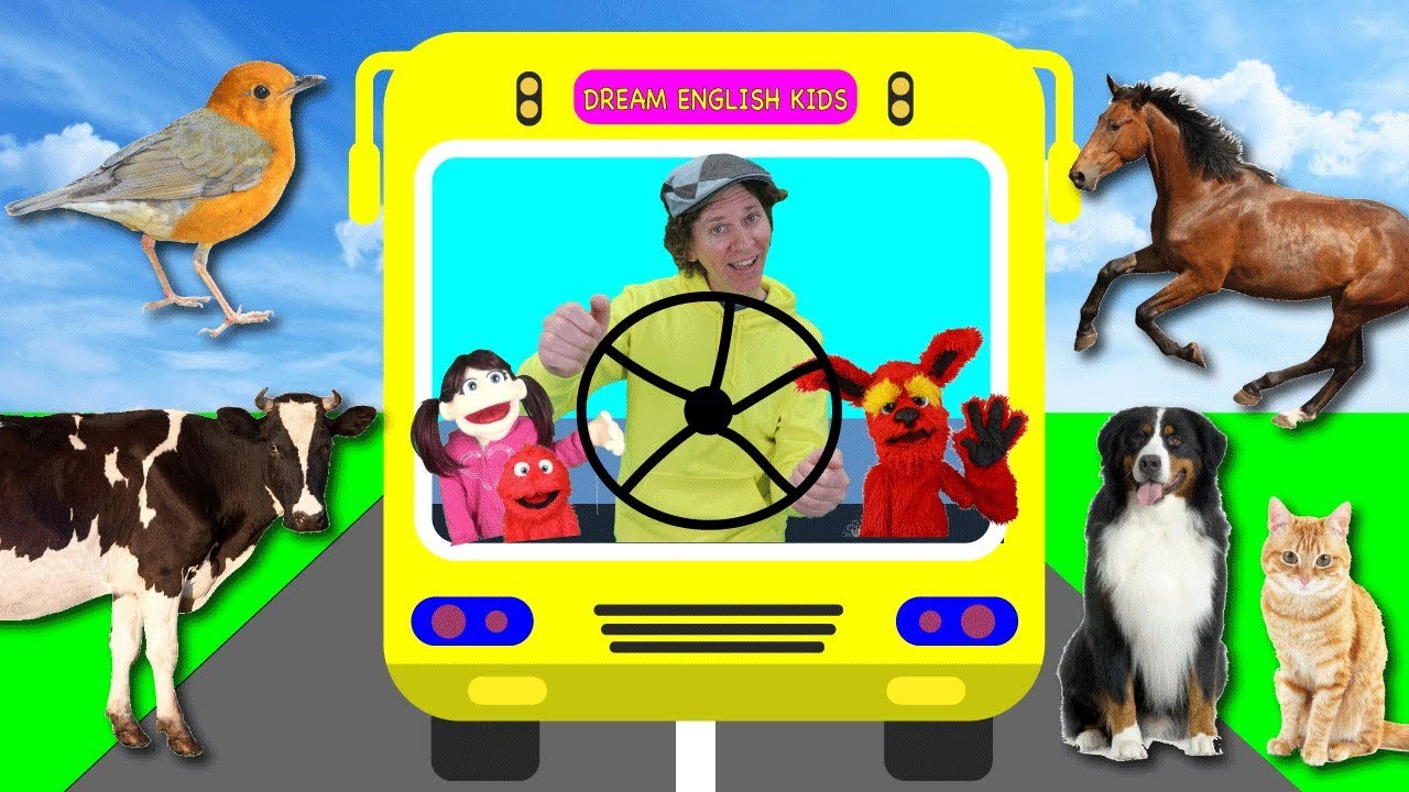 Wheels On The Bus What Do You See? Song with Matt | Animals | Learn English Kids
