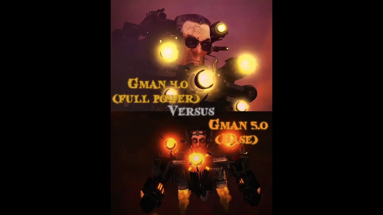Gman 4.0 (Full Power) vs Gman 5.0 (Base) #edit #dafugboom  #skibiditoilet #fyp #gmantoilet #