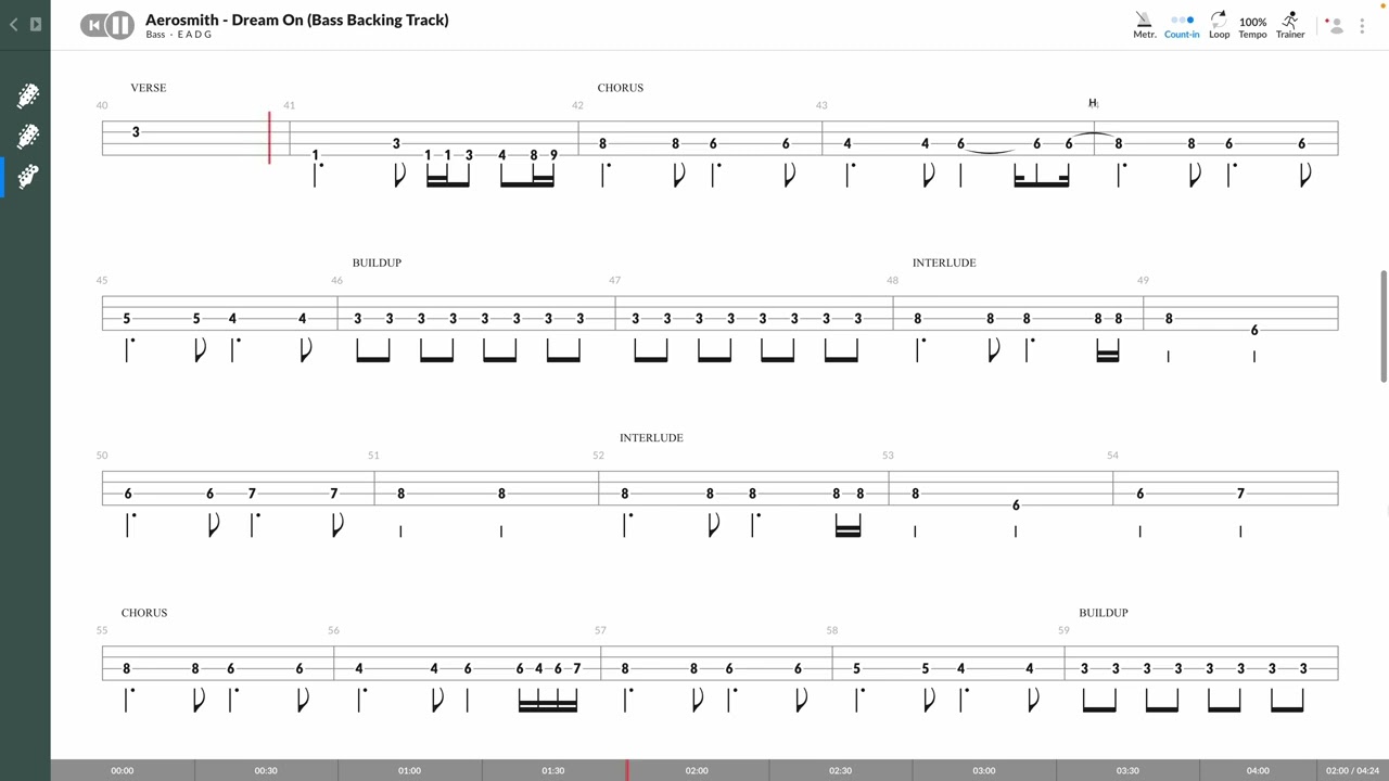 Aerosmith - Dream On (OFFICIAL BASS BACKING TRACK TAB PLAY ALONG)