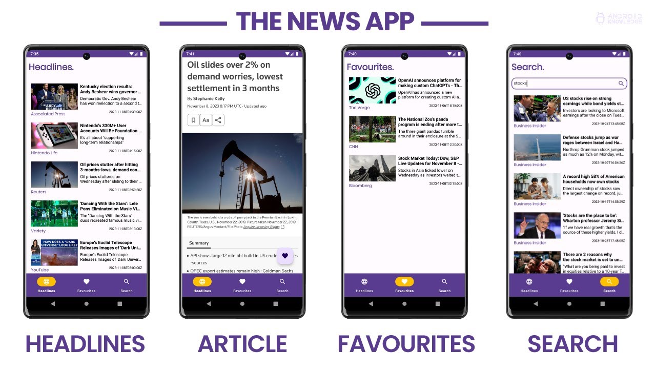 The News App in Android Studio using Kotlin | Android Knowledge
