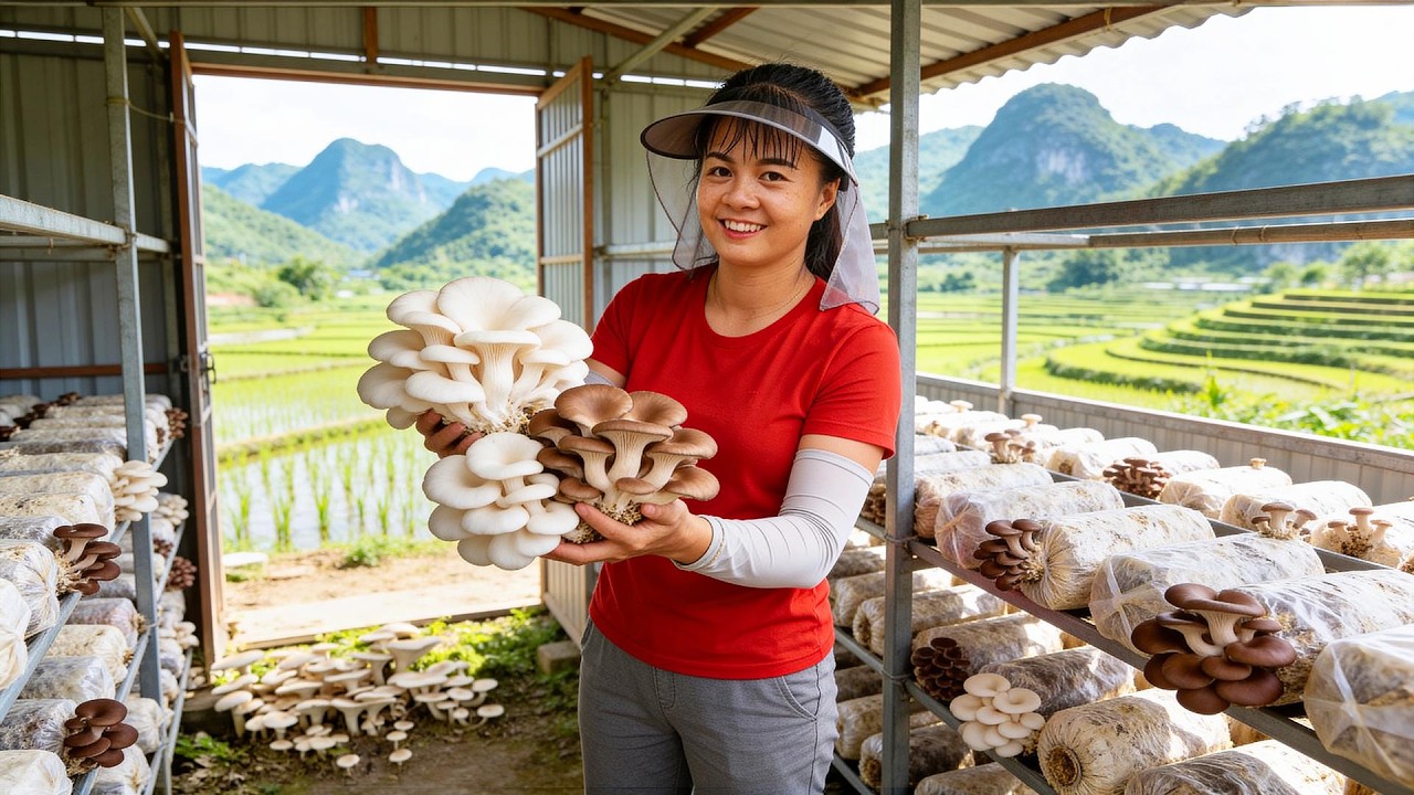 Harvesting 1200kg Fresh Mushrooms from Mushroom Farm | Selling at Countryside Market