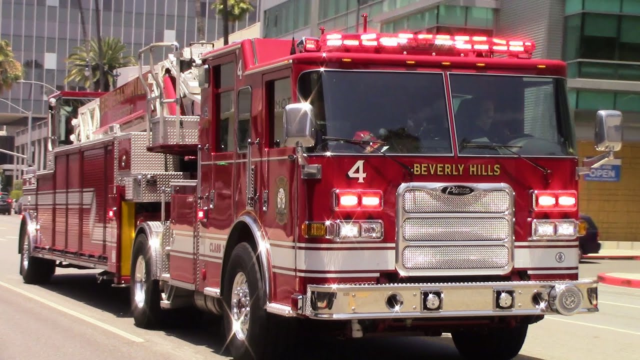 Beverly Hills Fire Dept. Truck 4 & Rescue 1 Responding