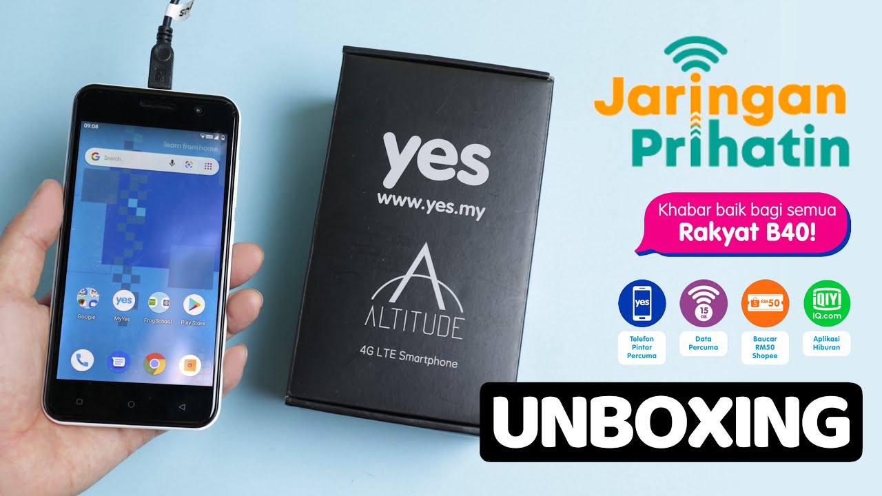 Unboxing YES 4G Jaringan Prihatin Telefon Pintar Percuma