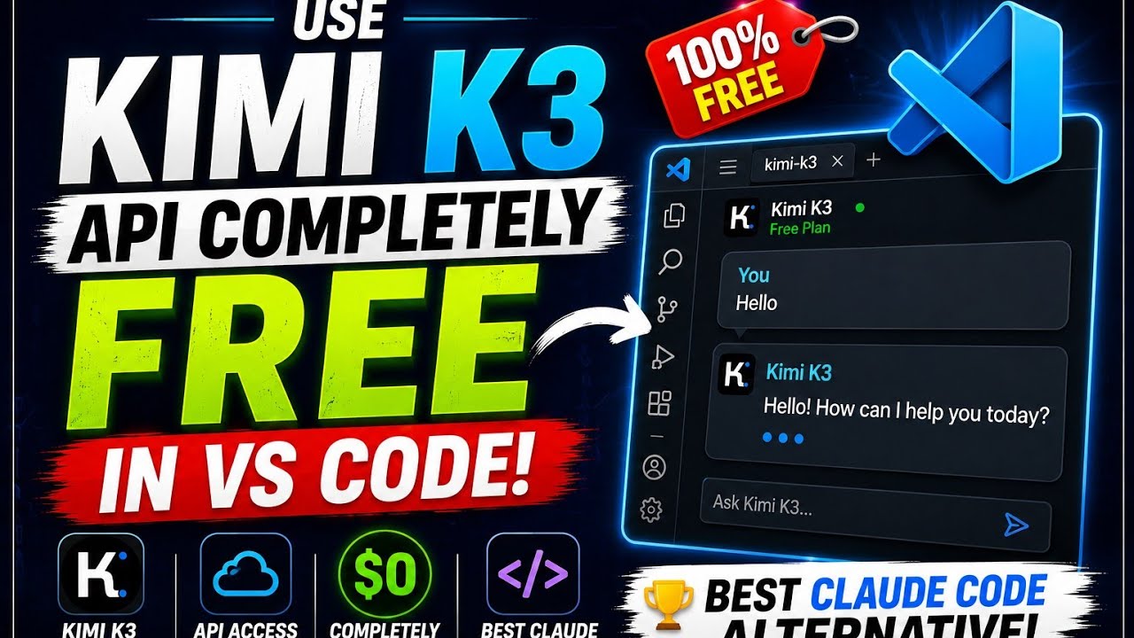 Kimi K3 Completely FREE API Tutorial | Complete VS Code Setup | Claude Code Alternative
