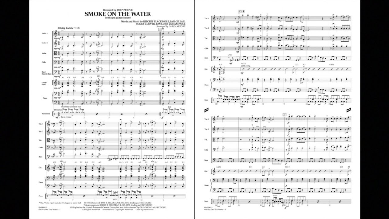 Smoke on the Water arranged by Larry Moore