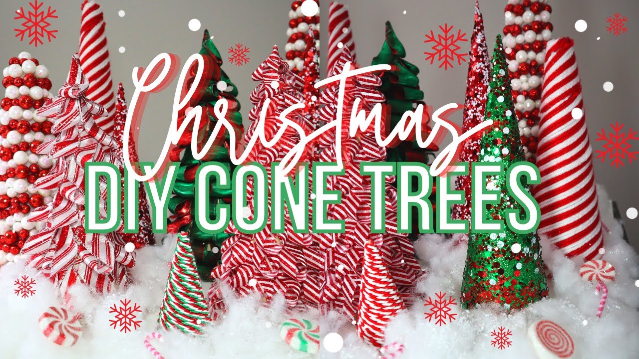 Christmas 🎄| DIY Cone Trees Using Glitter, Ribbon, Yarn & More! | DIY Christmas Decor 🎅🏻