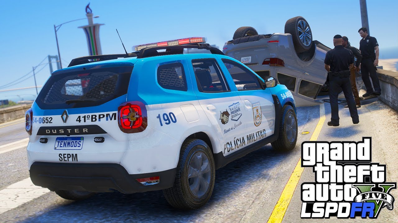 MELIANTE CAPOTA CARRO ROUBADO DURANTE PERSEGUIÇÃO! - PMERJ - GTA 5 ROTINA POLICIAL