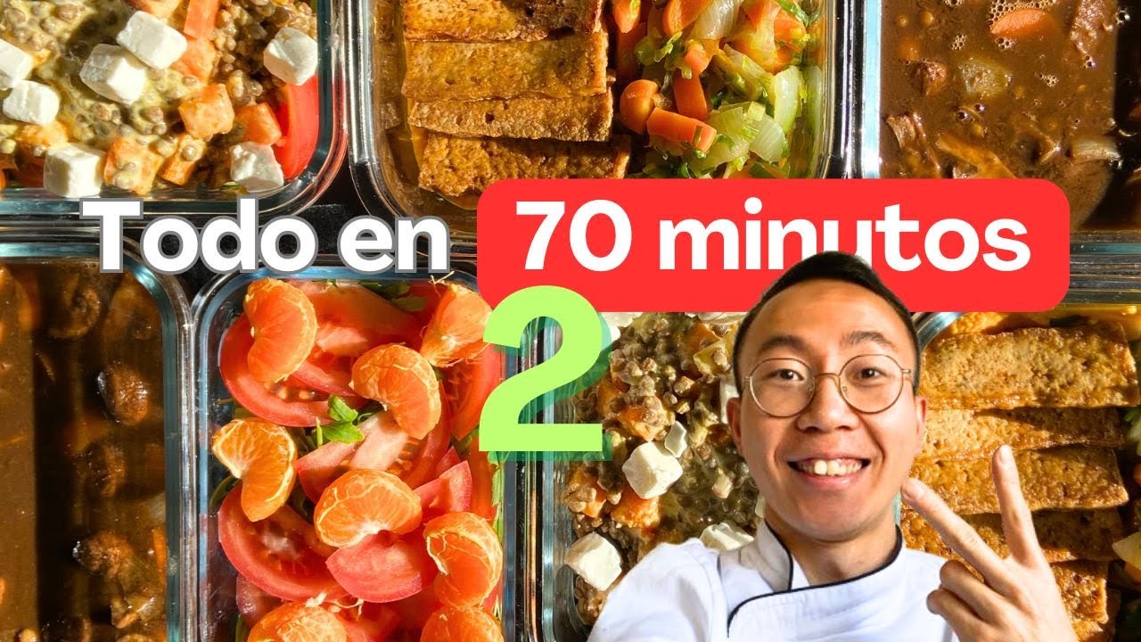 Ep.2 1/2 menú semanal vegetariano! 3 platos, 6 tuppers en 70 minutos!!