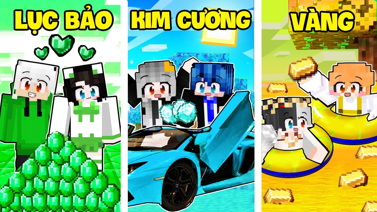 Sammy Thử Thách 24h Xây Nhà Cặp Đôi Kim Cương Vàng Và Ngọc Lục Bảo Trong Minecraft
