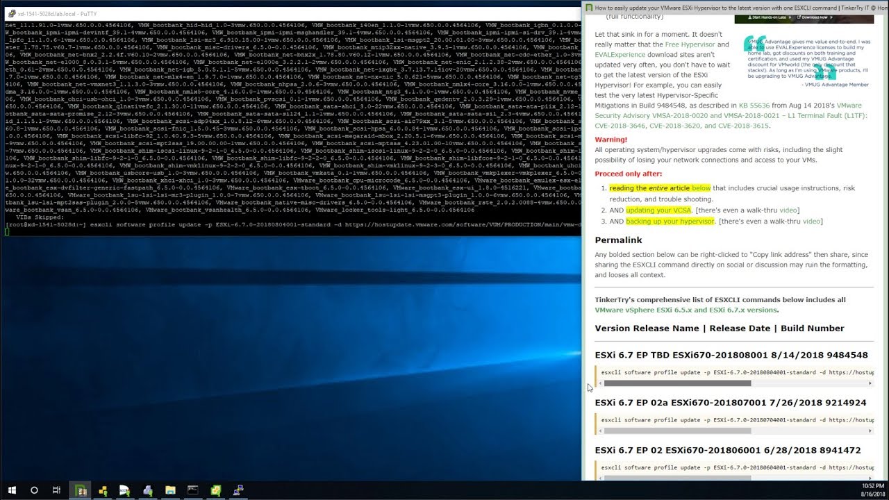How to update any VMware ESXi Hypervisor to the latest using ESXCLI for easy download and install