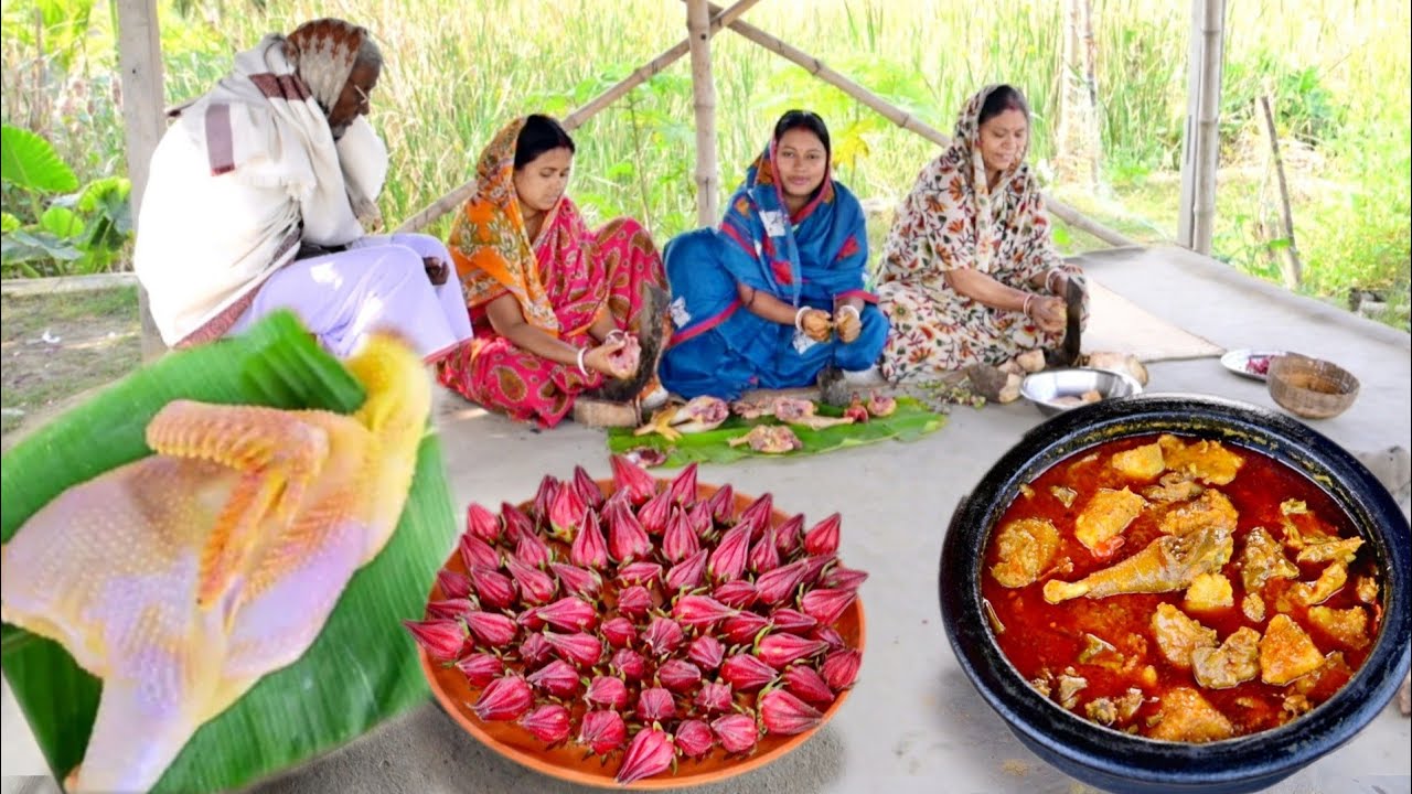 গ্রাম্যপদ্ধতিতে মাটির চুলায় মেটে আলু দিয়ে দেশী চিকেন রান্না সাথে টক ফলের চাটনি || chicken curry