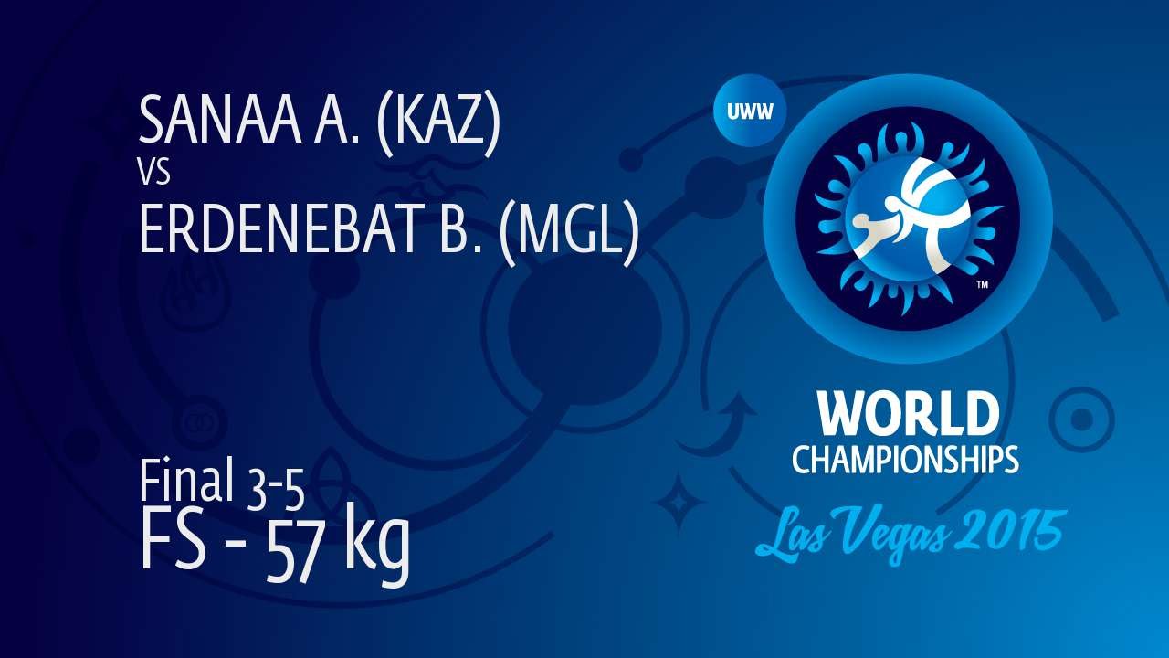 BRONZE FS - 57 kg: B. ERDENEBAT (MGL) df. A. SANAA (KAZ), 5-1