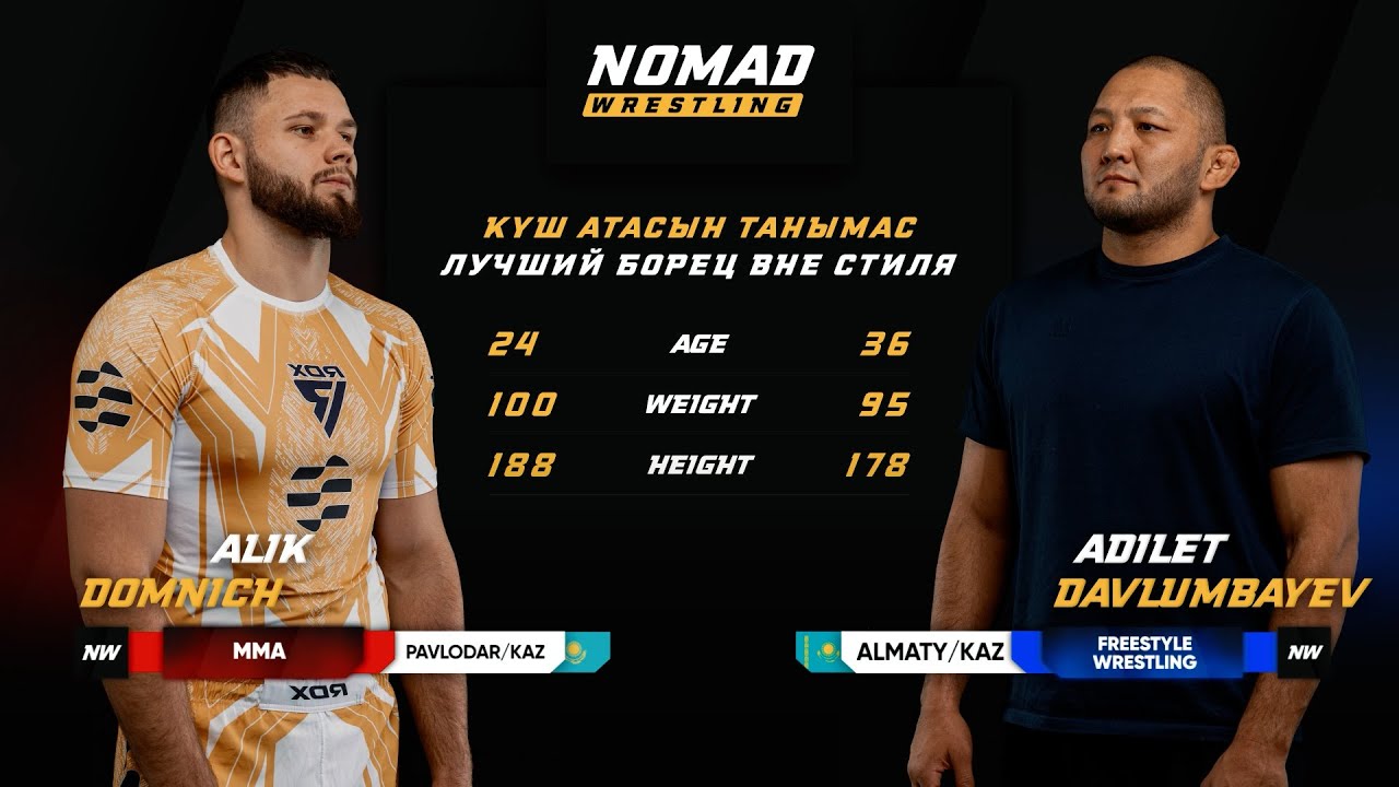 Алик Домнич (MMA 100kg) vs. Адилет Давлумбаев (FREESTYLE WRESTLING 95kg): Полная схватка