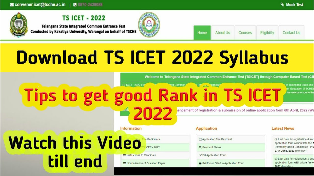Download TS ICET 2022 Syllabus | TS ICET 2022 Exam Tips | TS ICET 2022 Important Topics for Exam