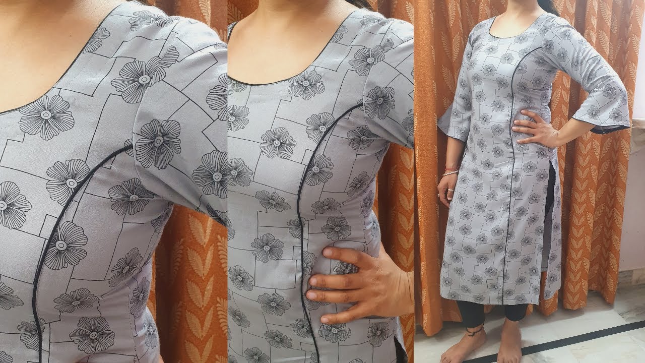 बिलकुल सिम्पल कपड़े से बनाए बहुत सुंदर डिज़ाइनर कुर्ता |designer princess cut kurta cutting (part 1)