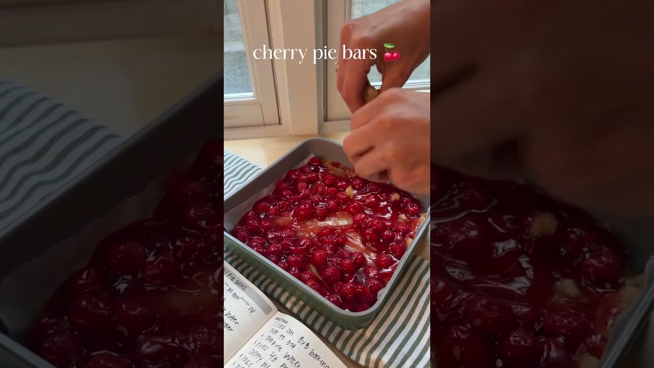 Bake cherry pie bars with me 🍒 with just seven simple ingredients you can make the best little