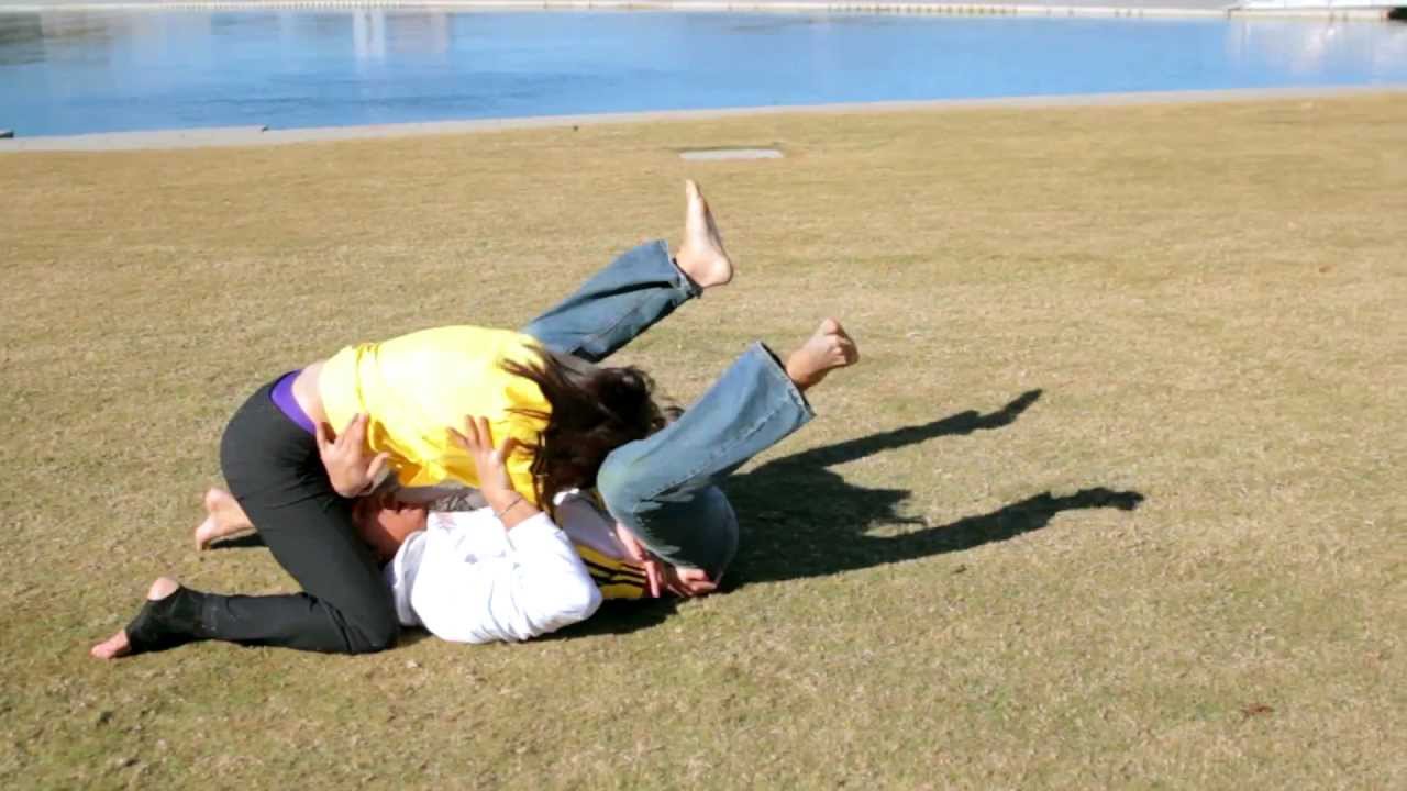 Asian Girl Wrestling 2 Guys in Park - Wong's Workout (BTS)
