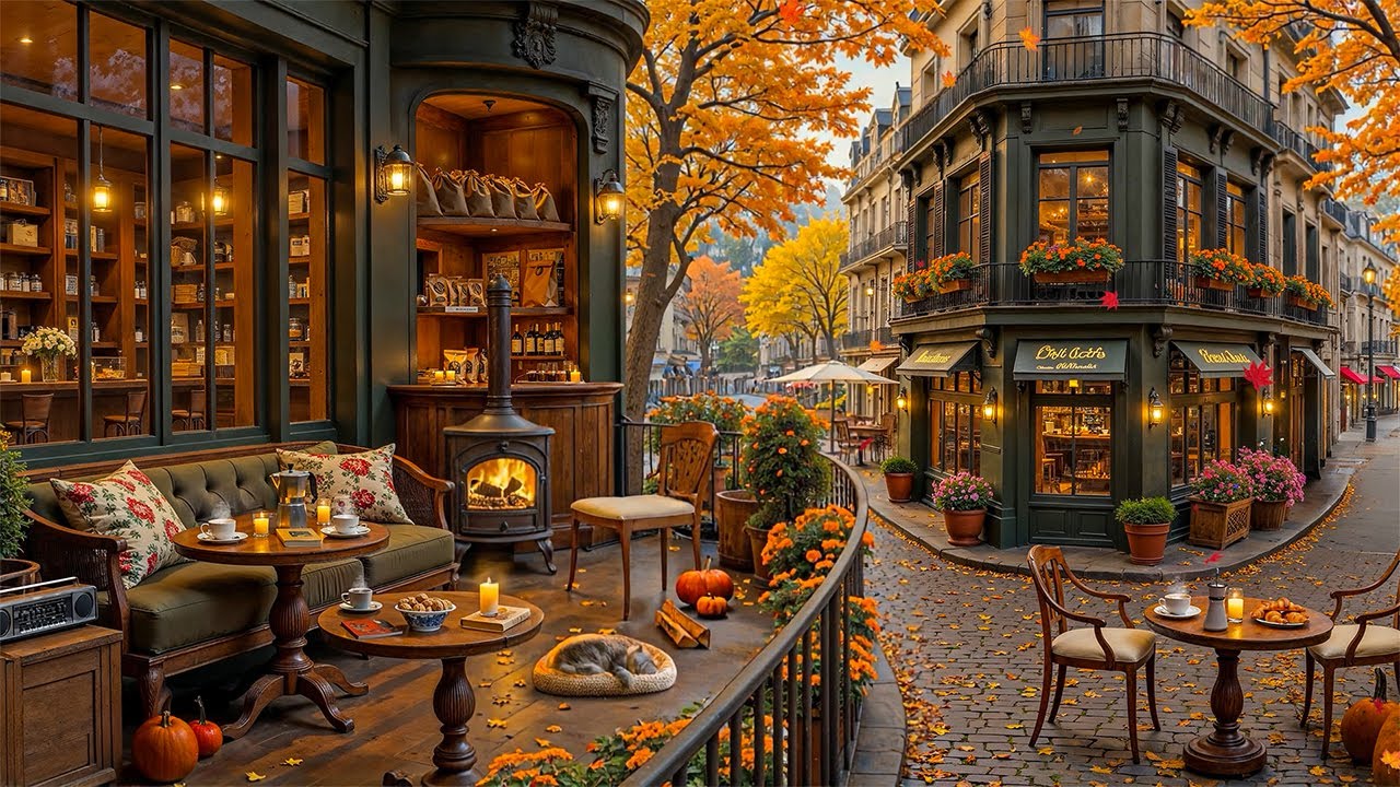 Peaceful Fall Morning at Quiet Balcony Café 🍂 Warm Autumn Jazz Instrumental Music for Work, Study