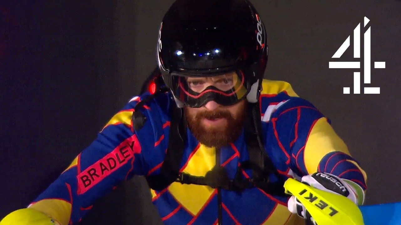 Sir Bradley Wiggins takes on Comedian Mark Dolan in the Paralell Slalom | The Jump