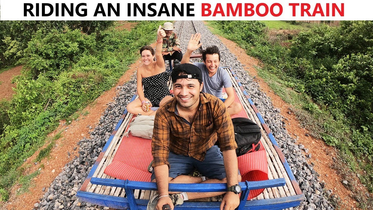 Cambodia me 300 rs ki Bamboo train ride..