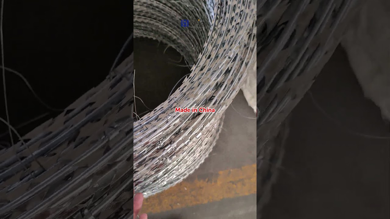 FHZZ Concertina Razor Wire, Coil Diameter 1000mm, Zinc Barbed Tape Obstacles for Perimeter Security