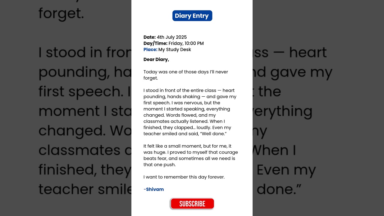 Diary Entry l Diary kaise likhte hai l Diary Writing Format in English l Class 9 10 11 CBSE Example