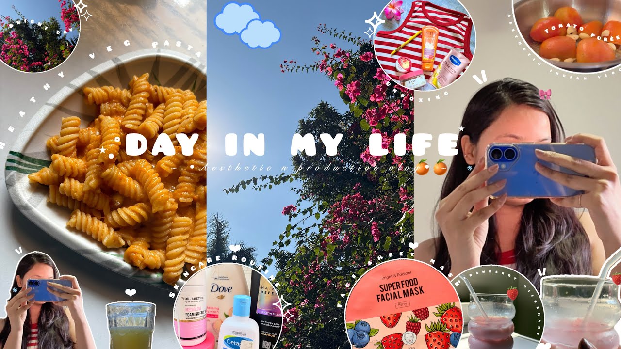 Day in my life ♡ | Aesthetic vlog indian🍝| skincare, cooking pasta#minivlog#weeklyvlog#explore#fyp 