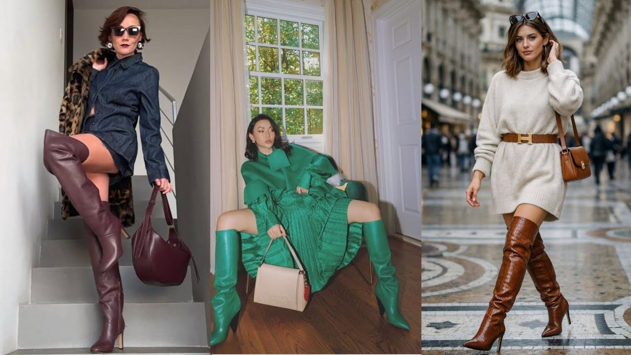 “Timeless Glamour: Sleek Long Leather High-Heel Boots”