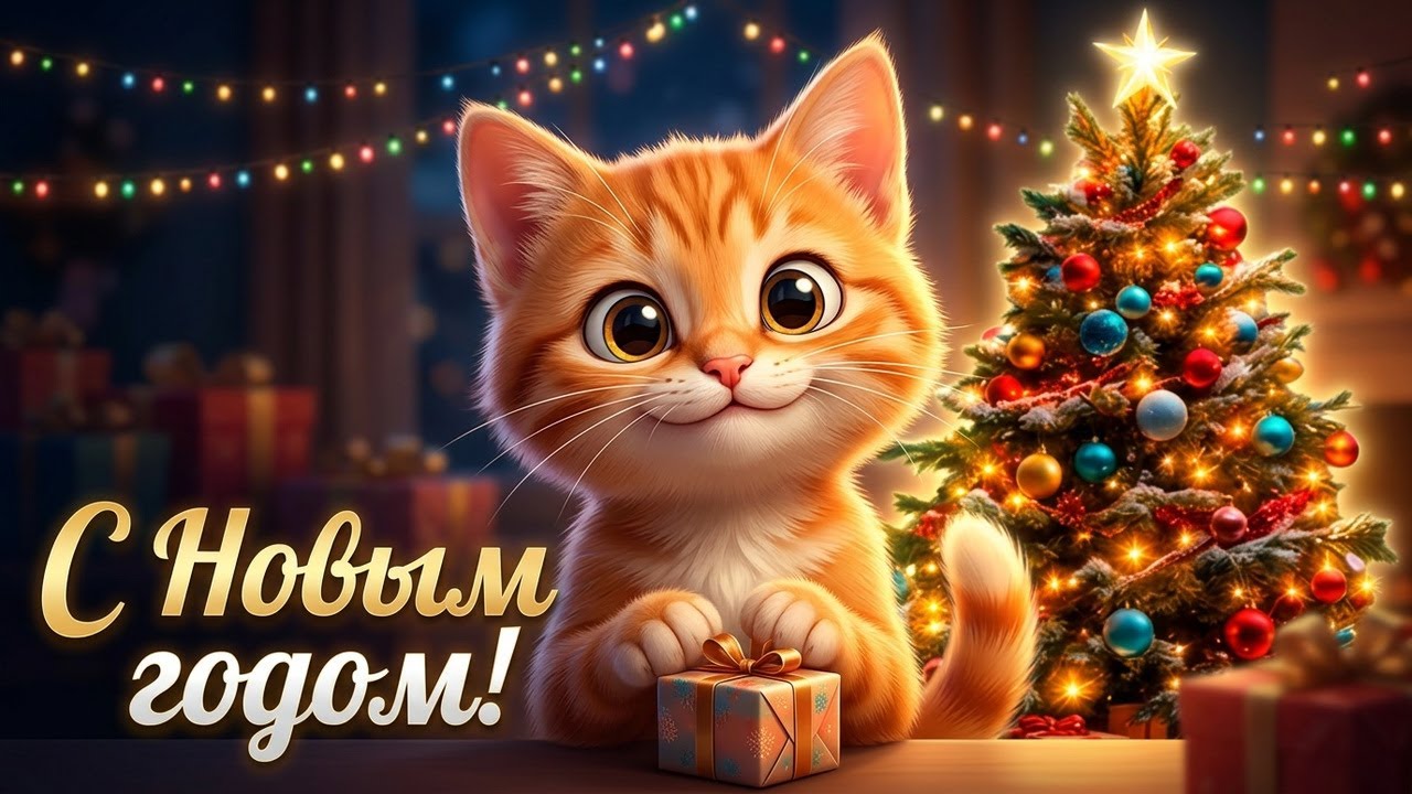 ДОБРЫЙ КОТ ПОЗДРАВЛЯЕТ С НОВЫМ ГОДОМ   I am cat