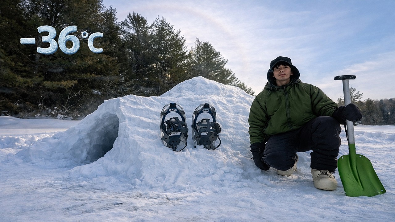 I Built a Snow Shelter to Survive -36°C