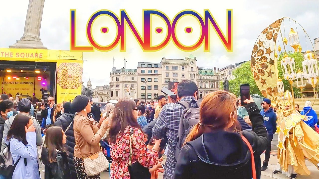 4K | London Eid Festival In Trafalgar Square 2022 | Walking Tour 4K #london #london2022 #Londoneid