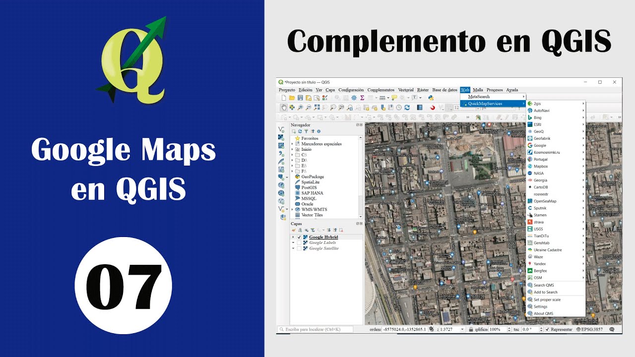 Google Maps en QGIS (Instalar complemento QuickMapService)