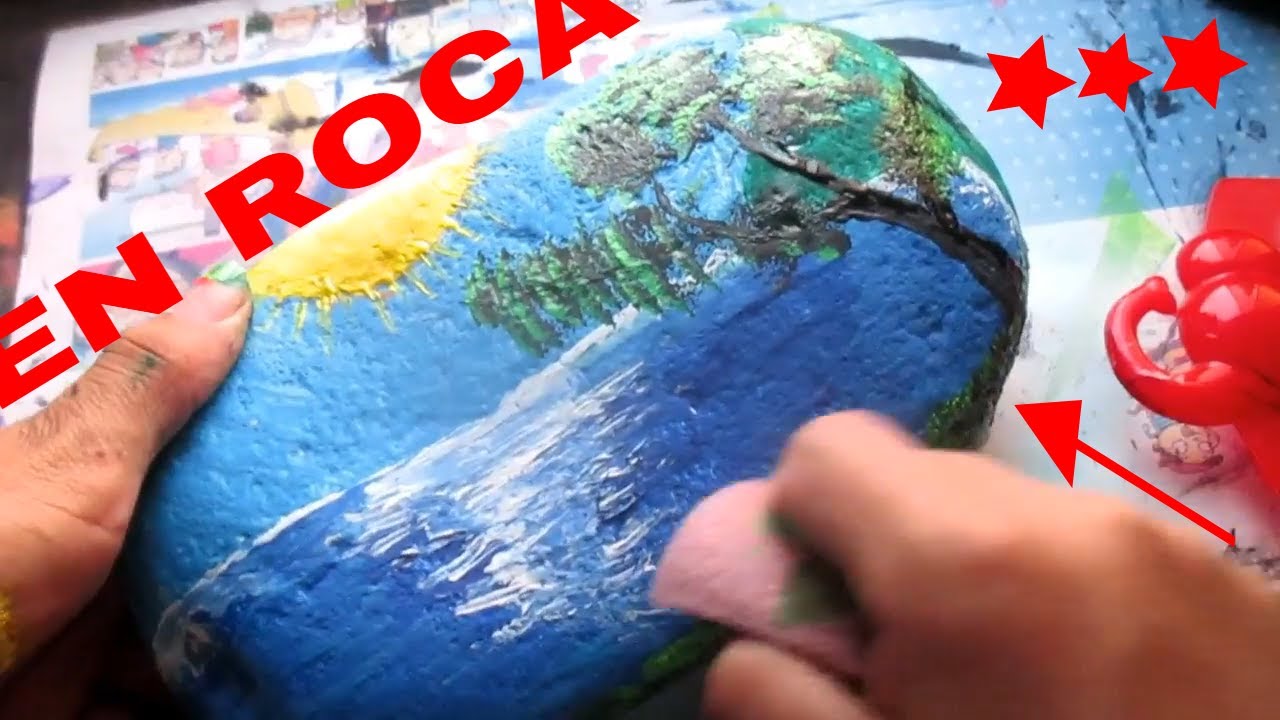 PINTADO EN PIEDRA-vídeo (TUTORIAL) -PASO A PASO(MANUALIADADES)-hermoso dibujo pintado CON