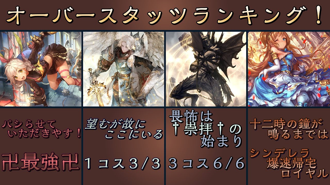 【シャドバランキング】オーバースタッツランキングTOP10！【シャドバ　Shadowverse】
