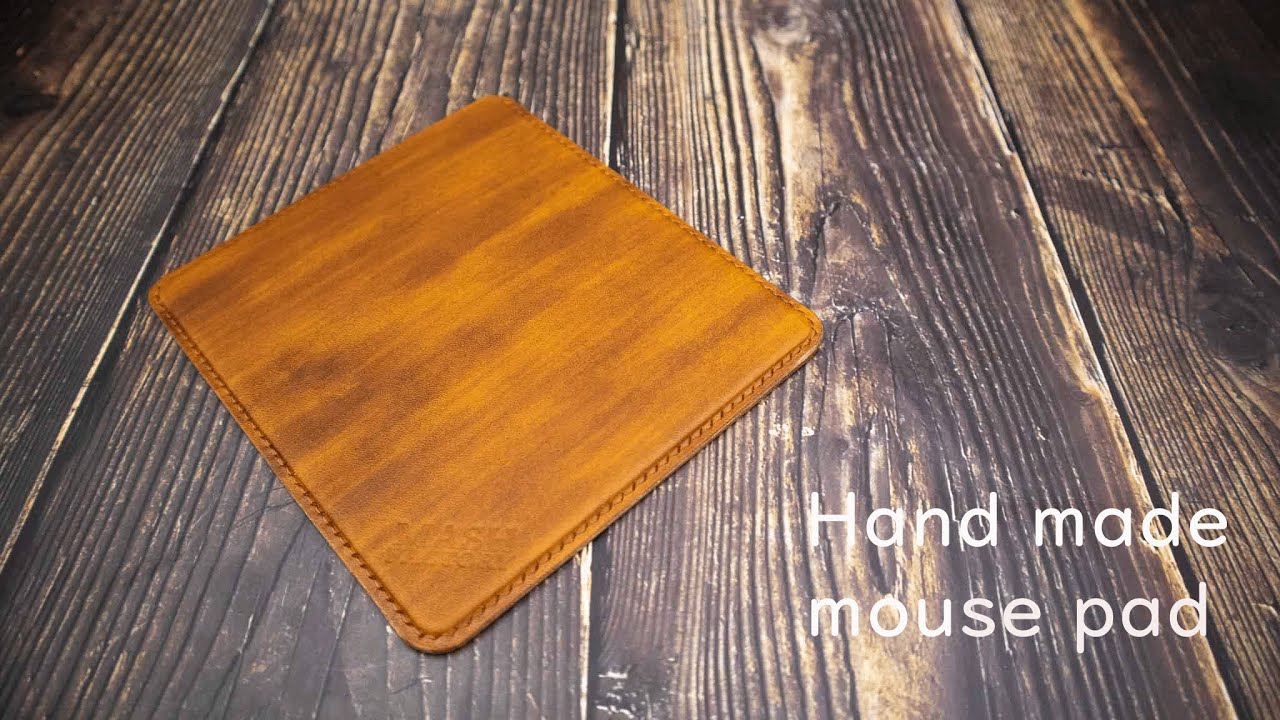 【レザークラフト】手染めのマウスパット【木目調風】hand made mouse pad