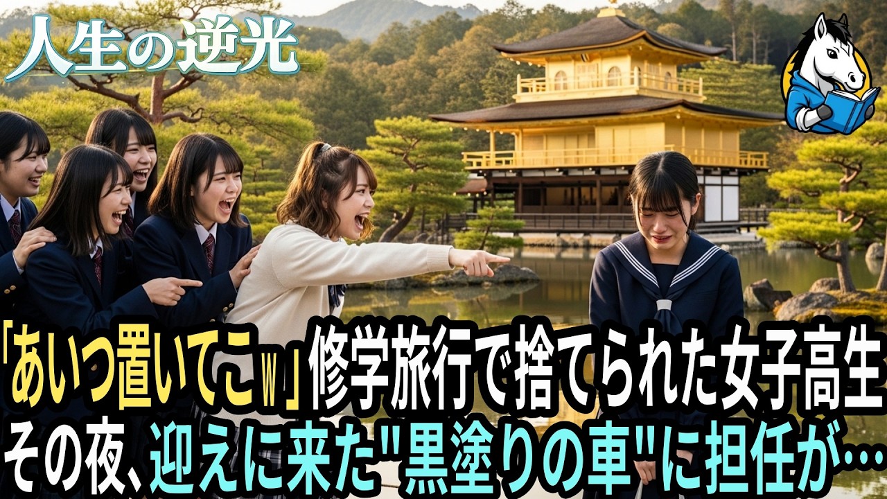 修学旅行で荷物を隠され、置き去りにされた地味子。だが最終日、黒塗りの高級車が横付けされた瞬間、いじめっ子たちの顔が青ざめた。