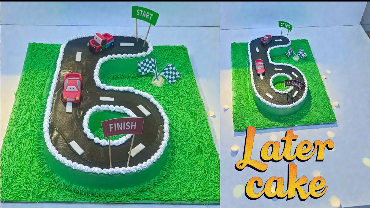 6 number car cake theme unique design tutorial