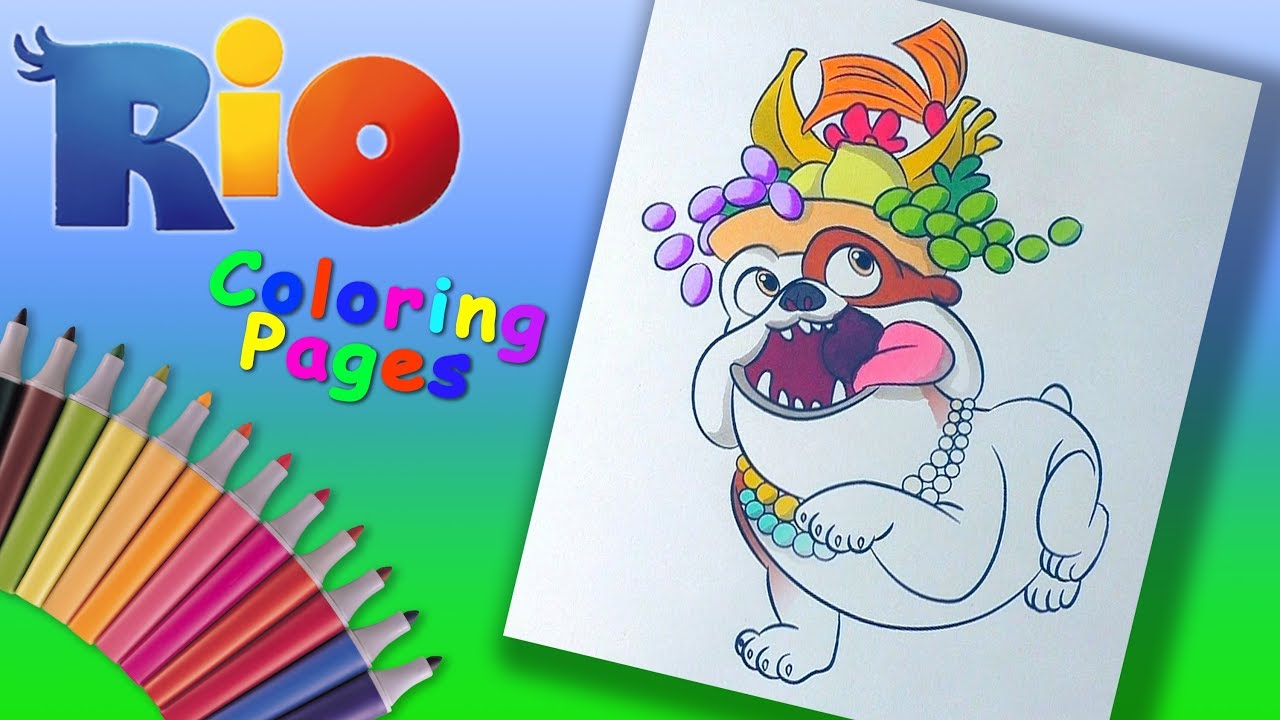 How to Coloring bulldog Luiz from the cartoon Rio. #Rio coloring pages #forkids
