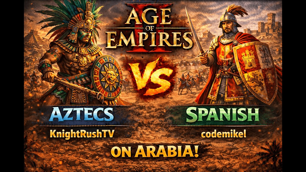 Aztecs vs Spanish | 1v1 Arabia | vs codemikel | AoE2