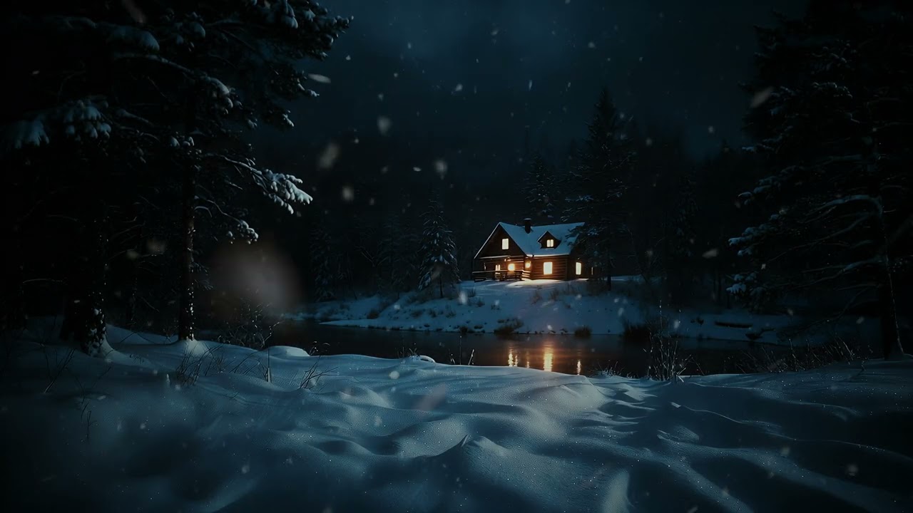Winter House Background | Wooden House | Snow | Ambiance | Live Wallpaper 4K