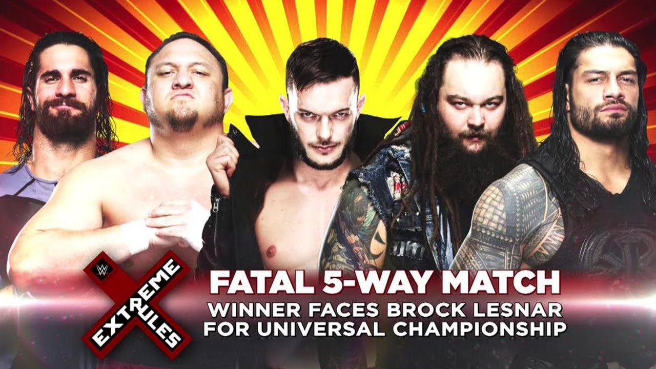 WWE Extreme Rules 2017 04/06/17 - Fatal 5 Way Match (Winner Face Brock Lesnar) HD