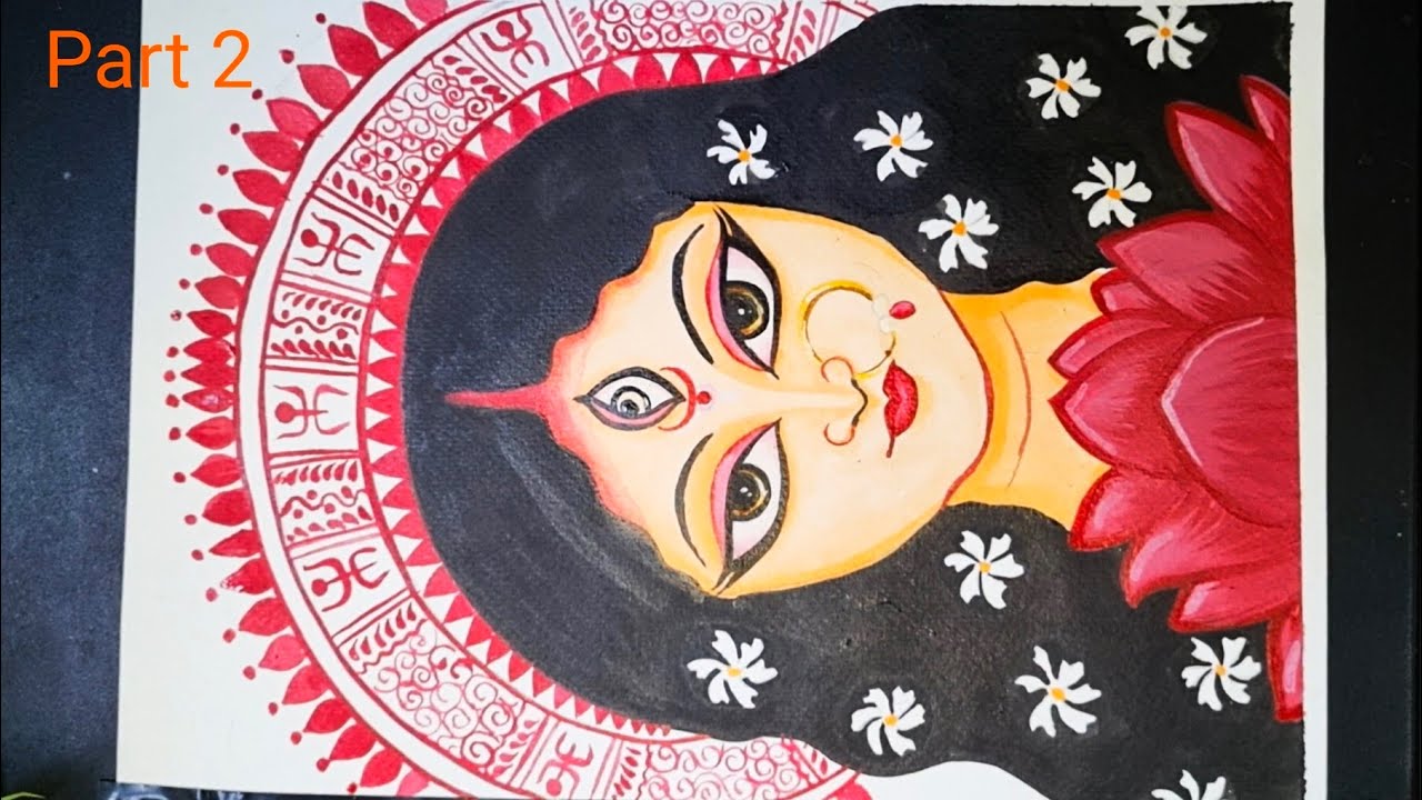 Maa Durga Oil Pastel drawing video Part 2 | Devi Durga drawing video with easy steps